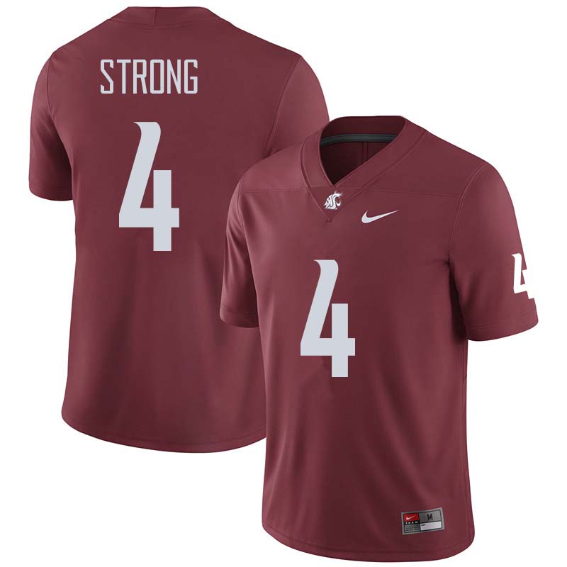 Men #4 Marcus Strong Washington State Cougars College Football Jerseys Sale-Crimson